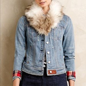 Anthropologie Pilcro Faux-Fur Denim Jacket XS